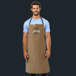 Tan Charcoal Grey Monogram Personalised Apron<br><div class="desc">This personalised apron features a charcoal grey monogram initial and white retro script name on a tan background. It makes a great Father's Day gift for the man who loves to grill or cook!</div>