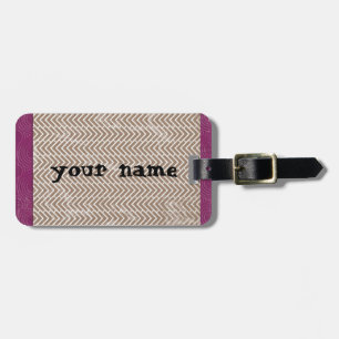 Tan Chevrons Luggage Tag w/ leather strap