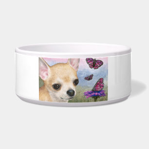 Tan Chihuahua Dog 92 butterfly flower