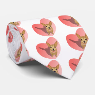 Tan Chihuahua in diamond pink collar in heart Tie