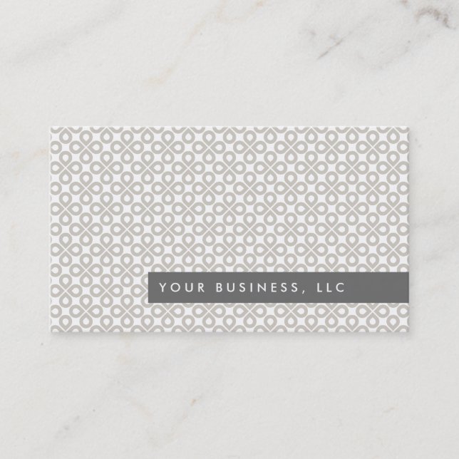Tan Clover Pattern/Grey Bar Business Card Design (Front)