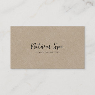 Tan Colour  Linen Texture Print black Typography Business Card