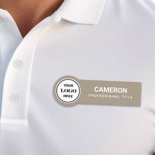 Tan Company Logo Name Tag
