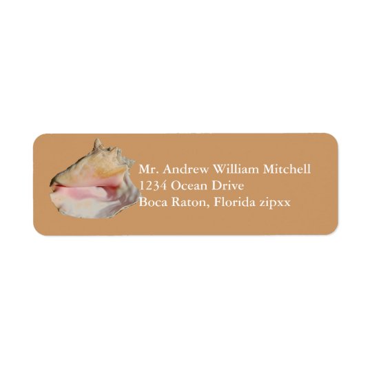 Tan Conch Shell Return Address Label