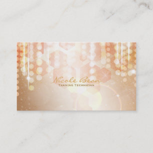 Tan Coral & Cream Glamour Lights Business Card