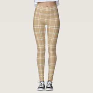 Tan, Cream, and White Scottish Heritage Tartan Leggings