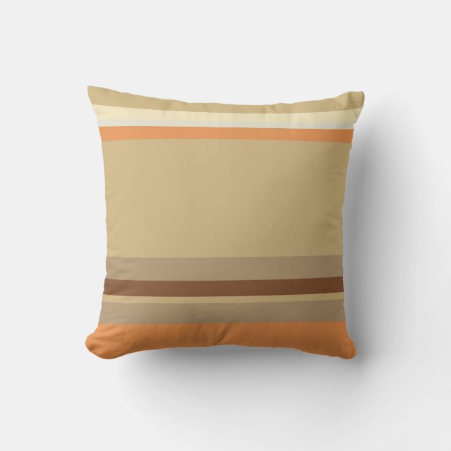 Tan & Cream Coloured, Striped Pillow Design (Front)