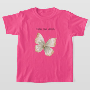 Tan Cream Green Butterfly T-Shirt