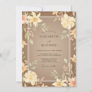 Tan Cream Lily Wedding Invitation
