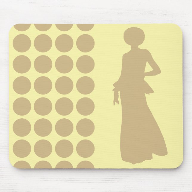 Tan Cream Neutral Dots Fashion Silhouette Mouse Mat (Front)