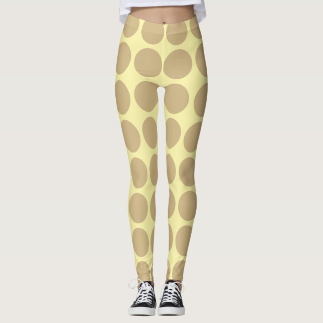 Tan Cream Neutral Dots Leggings (Front)