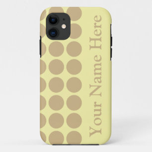 Tan Cream Neutral Dots with name iPhone 11 Case