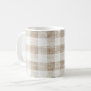 Tan Cream Plaid Stripes Birthday Coffee Mug