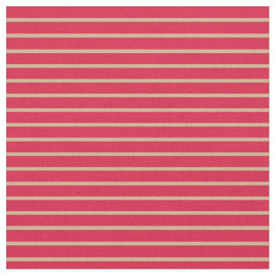 Tan & Crimson Coloured Striped Pattern Fabric