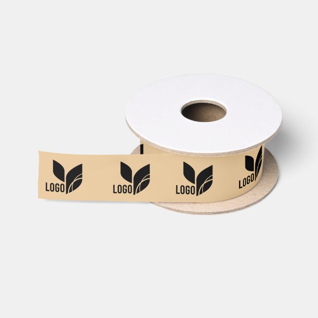Tan Custom Business Logo Satin Ribbon (Spool)