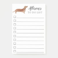 Tan Dachshund Dog Personalised To Do List
