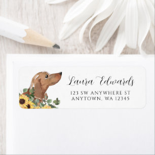 Tan Dachshund Sunflower Eucalyptus Return Address