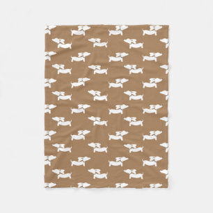 Tan Dancing Dachshunds Fleece Blanket Design