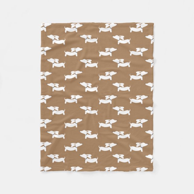 Tan Dancing Dachshunds Fleece Blanket Design (Front)