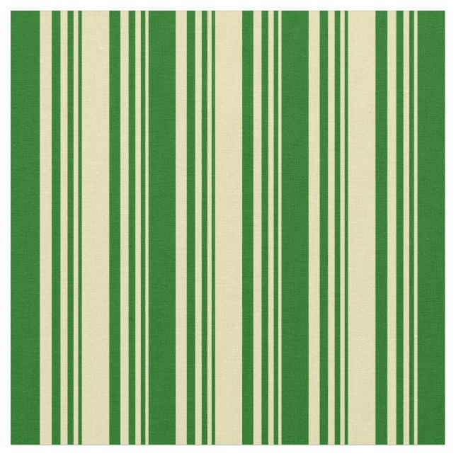 Tan & Dark Green Coloured Stripes Fabric (Close Up)