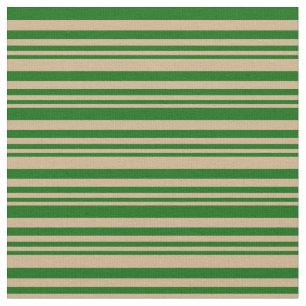 Tan & Dark Green Striped/Lined Pattern Fabric