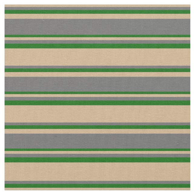 Tan, Dim Grey, and Dark Green Coloured Pattern Fabric (Close Up)