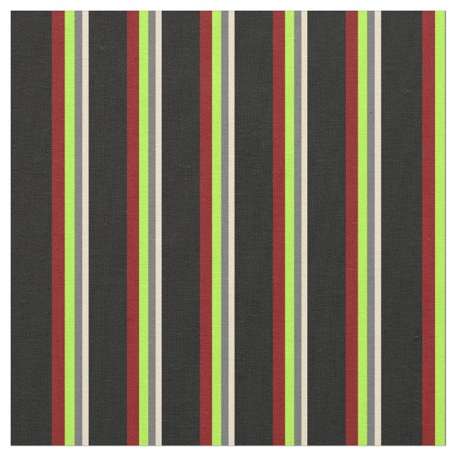 Tan, Dim Grey, Light Green, Maroon, and Black Fabric (Close Up)