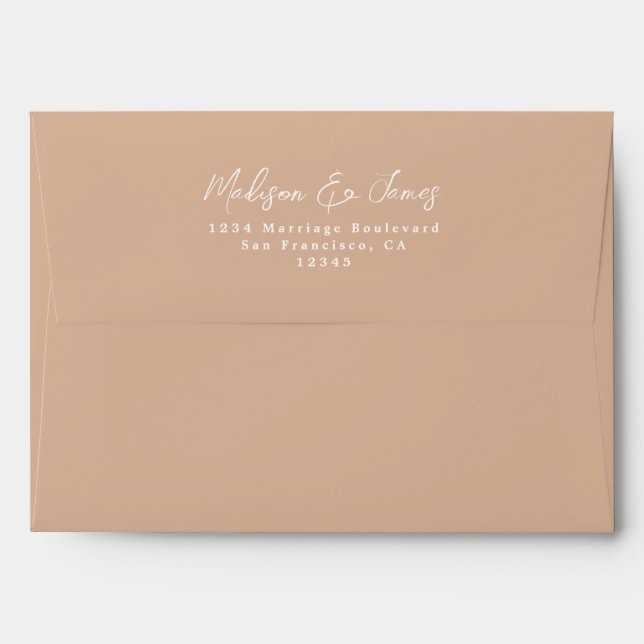 Tan Earth Tone Wedding Return Address Envelope (Back (Top Flap))