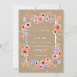 Tan Enchanting Rustic Wedding Invitation