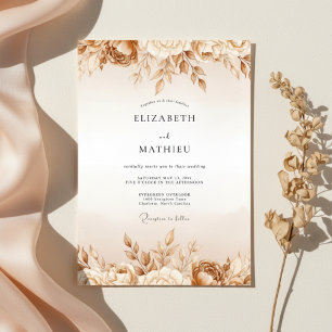 Tan Ethereal Bloom Wedding Invitation