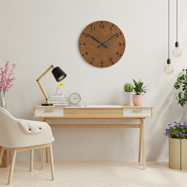 Tan Faux Leather Round Clock (Creator Uploaded)