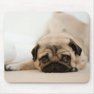 Tan Female Pug Mouse Mat