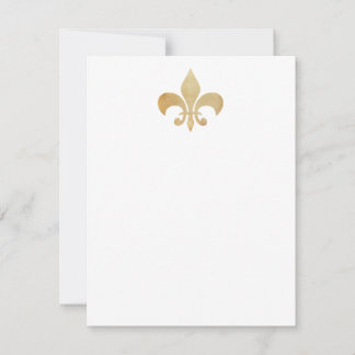 Tan Fleur de Lis Flat Note Cards