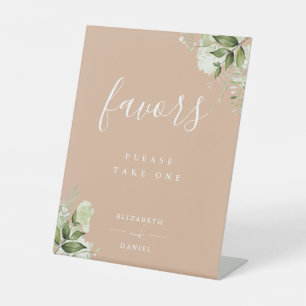 Tan Floral Greenery Favours Table Pedestal Sign