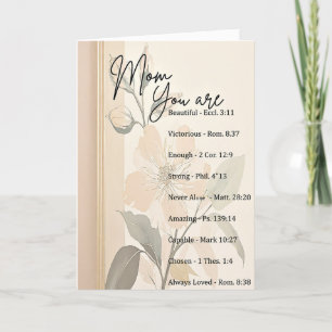 Tan floral scripture custom Mother's day Holiday Card