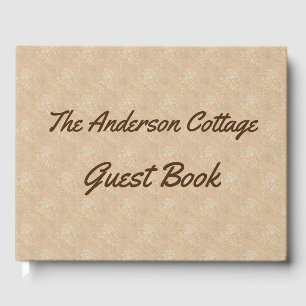 Tan Floral Vacation Rental Cottage Cabin Guests Guest Book