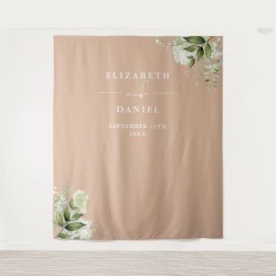 Tan Floral Wedding Photo Booth Backdrop Tapestry