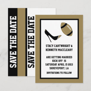 Tan Football Wedding Save The Date Announcement