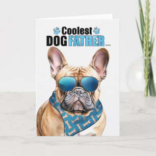 Tan French Bulldog Dog Coolest Dad Father's Day Holiday Card