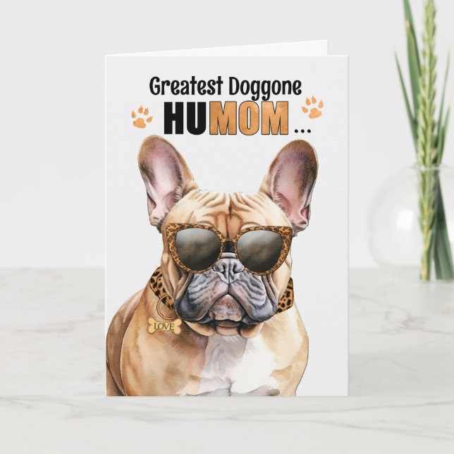 Tan French Bulldog Greatest HuMOM Mother's Day Holiday Card (Front)