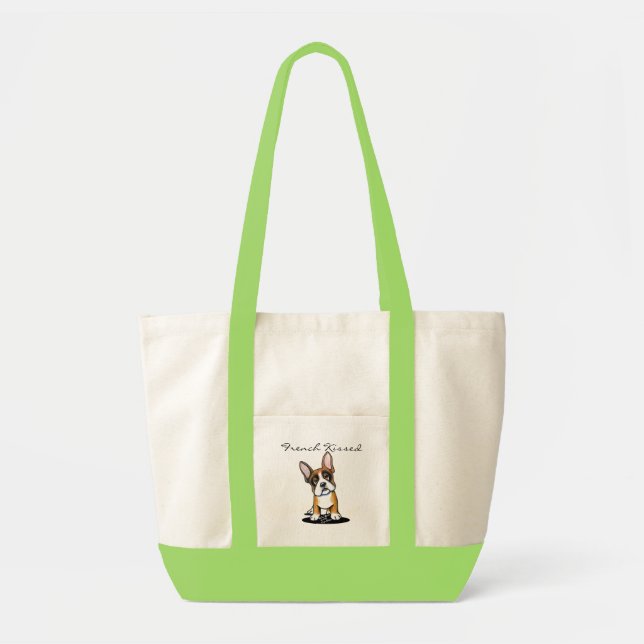 Tan Frenchie French Kissed Tote Bag (Front)