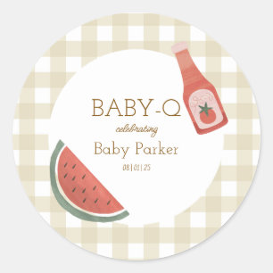 Tan Gingham Baby-Q Sticker