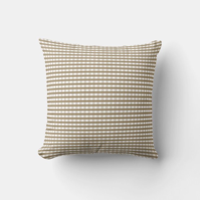 Tan Gingham Pattern Cushion (Front)
