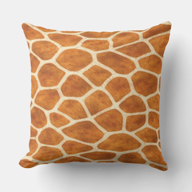 tan giraffe print throw pillow (Front)