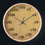 Tan Gold Square Root Clock Math Mathematics Clock<br><div class="desc">square root clock, fun math wall clock, mathematics student classroom time, maths teacher class hours, number geek nerd humour, squareroot calculation school lesson, calculating calculations sums,  numbers, elementary primary secondary school, high school college university</div>