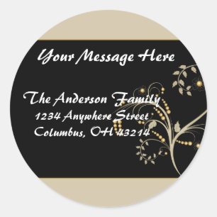 Tan & Gold Vine Design Return Address Labels