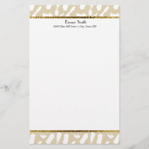 Tan Gold White Personalised Stationery