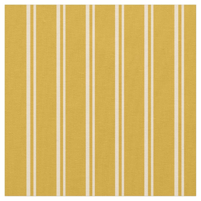 Tan & Goldenrod Stripes/Lines Pattern Fabric (Close Up)