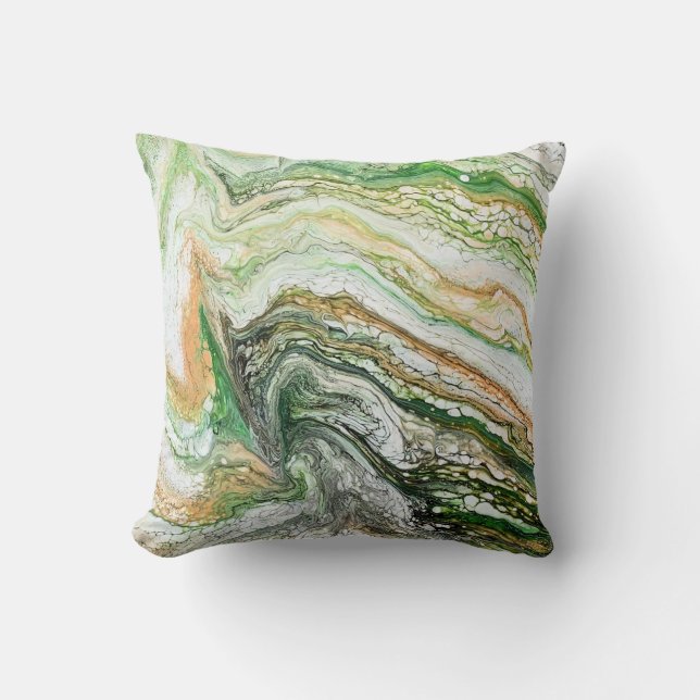 Tan Green Abstract  Cushion (Front)