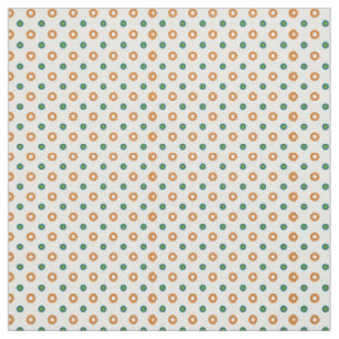 Tan, Green and Teal on Cream Polka Dots Pattern Fabric